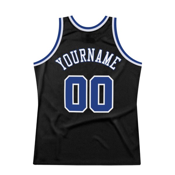 Black Royal-White Authentic Throwback Personalized Basketball Jersey - Image 6