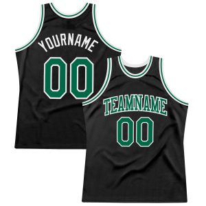 Black Kelly Green-White Authentic Throwback Personalized Basketball Jersey