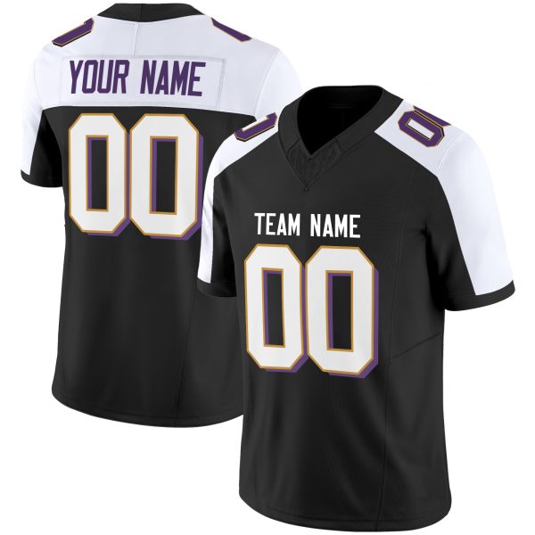 Black Alternate White-Gold Authentic Personalized Football Jersey