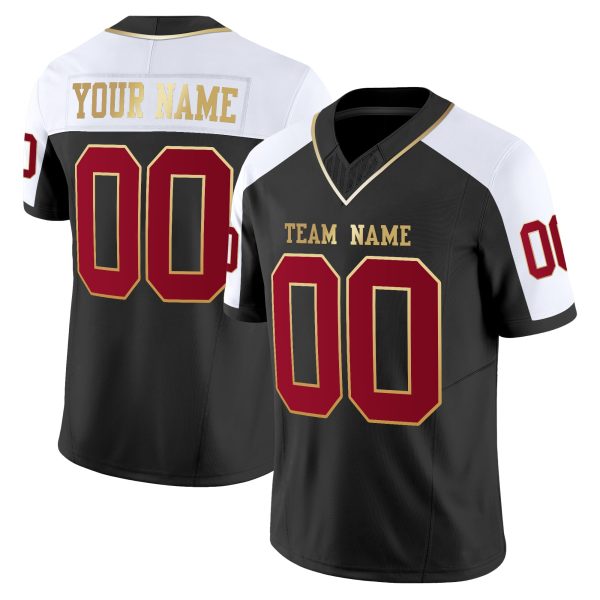 Black Alternate Red-Gold Authentic Personalized Football Jersey