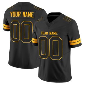 Black Black-Gold Authentic Personalized Football Jersey