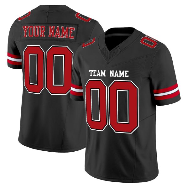 Black Red-White Authentic Personalized Football Jersey