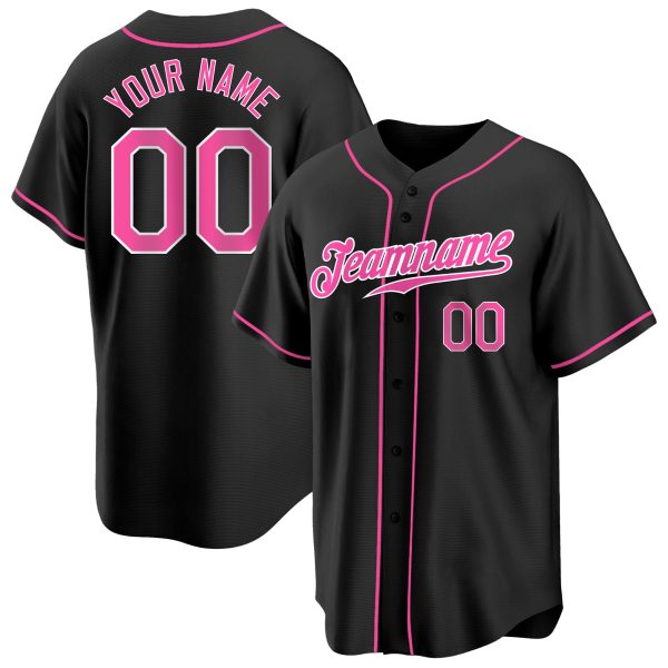 Black Pink-White Authentic Personalized Baseball Jersey