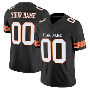 Black White-Orange Authentic Personalized Football Jersey