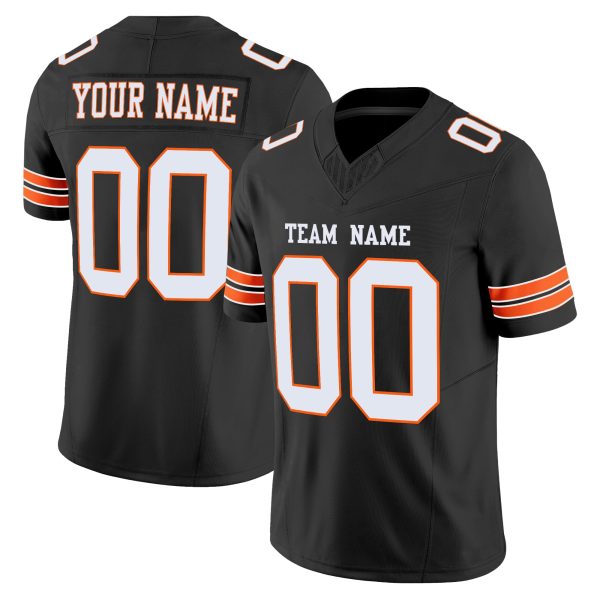 Black White-Orange Authentic Personalized Football Jersey