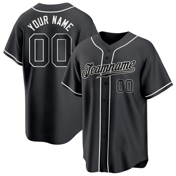 Black Black-White Authentic Personalized Baseball Jersey