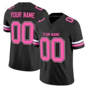 Black Pink-White Authentic Personalized Football Jersey