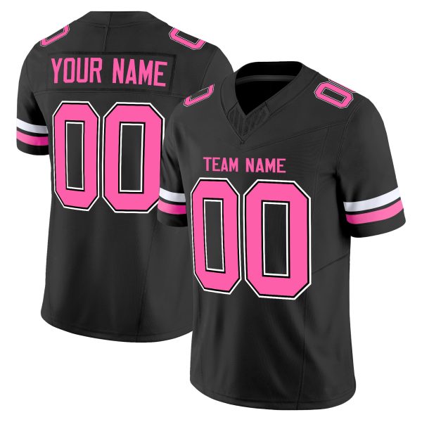 Black Pink-White Authentic Personalized Football Jersey