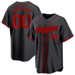Black Red Authentic Personalized Baseball Jersey