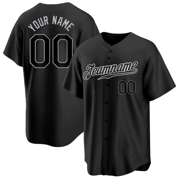Black Black-Gray Authentic Personalized Baseball Jersey