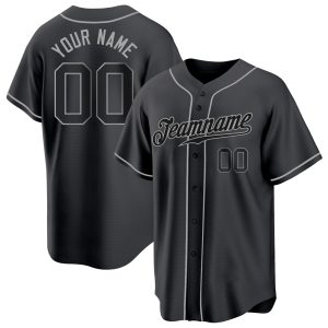 Black Black-Gray Authentic Personalized Baseball Jersey