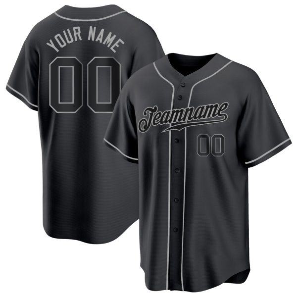 Black Black-Gray Authentic Personalized Baseball Jersey