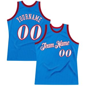 Blue White-Red Authentic Throwback Personalized Basketball Jersey