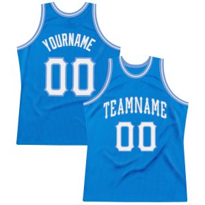 Blue White-Light Blue Authentic Throwback Personalized Basketball Jersey
