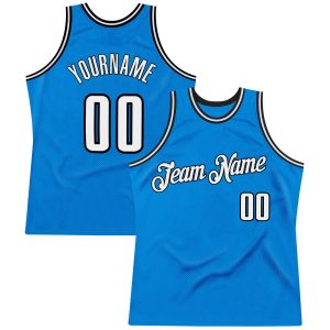 Blue White-Black Authentic Throwback Personalized Basketball Jersey V1