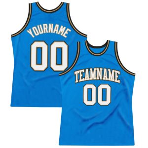 Blue White-Old Gold Authentic Throwback Personalized Basketball Jersey