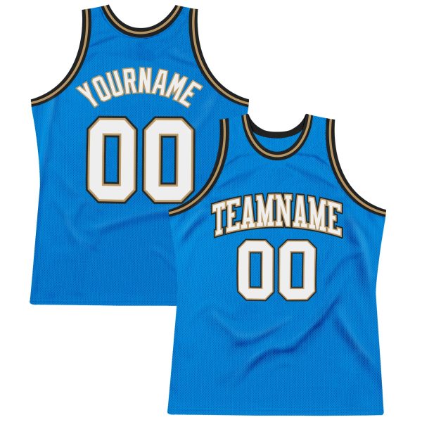 Blue White-Old Gold Authentic Throwback Personalized Basketball Jersey