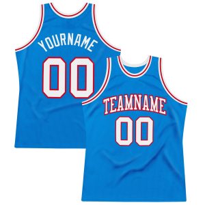 Blue White-Red Authentic Throwback Personalized Basketball Jersey
