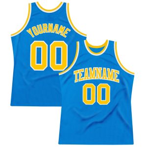 Blue Gold-White Authentic Throwback Personalized Basketball Jersey