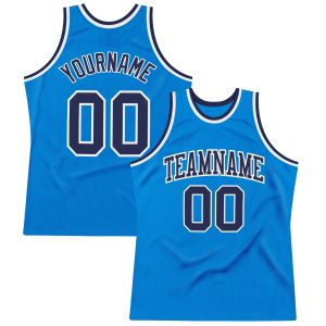 Blue Navy-White Authentic Throwback Personalized Basketball Jersey