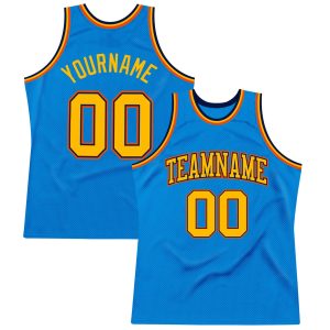 Blue Gold Navy-Orange Authentic Throwback Personalized Basketball Jersey