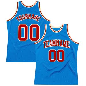 Blue Red-Cream Authentic Throwback Personalized Basketball Jersey