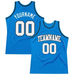 Blue White Gray-Black Authentic Throwback Personalized Basketball Jersey