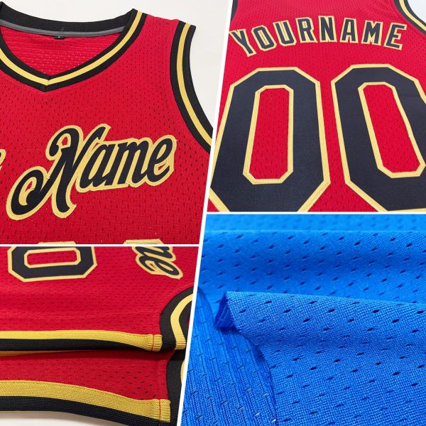 Blue Gold-White Authentic Throwback Personalized Basketball Jersey - Image 2
