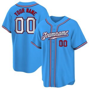 Powder Blue White-Red Authentic Personalized Baseball Jersey