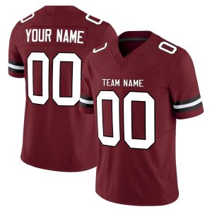 Burgundy White-Black Authentic Personalized Football Jersey