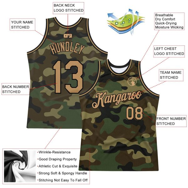 Camo Old Gold-Black Authentic Salute To Service Personalized Basketball Jersey - Image 2