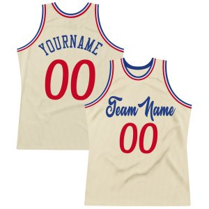 Cream Red-Royal Authentic Throwback Personalized Basketball Jersey
