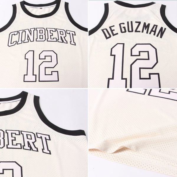Cream Cream-Black Authentic Throwback Personalized Basketball Jersey - Image 5