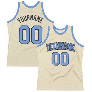 Cream Light Blue-Steel Gray Authentic Throwback Personalized Basketball Jersey