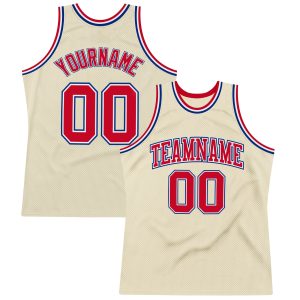 Cream Red-Royal Authentic Throwback Personalized Basketball Jersey
