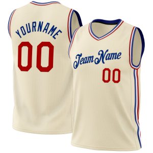 Cream Red-Royal Authentic Throwback Personalized Basketball Jersey