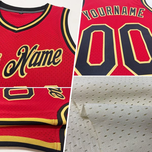 Cream Black-Old Gold Authentic Throwback Personalized Basketball Jersey - Image 2