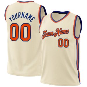 Cream Orange-Royal Authentic Throwback Personalized Basketball Jersey