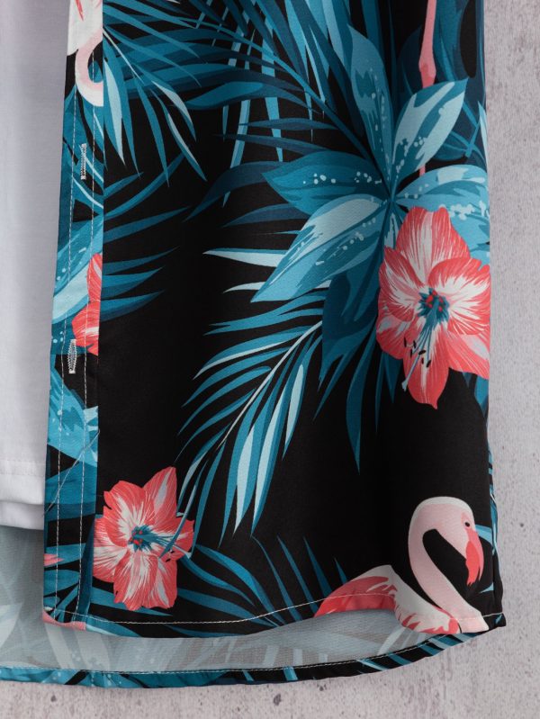 Flamingo Hawaiian Shirt for Men - Tropical Flower & Palm Print - Image 5