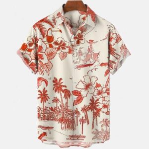 Hawaiian Shirt for Men with Vintage Tropical Print - Summer Beach Shirt for Casual and Vacation Wear