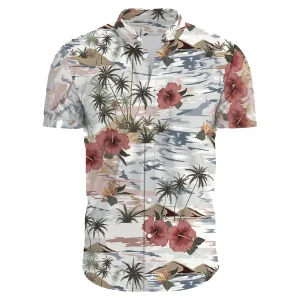 Hawaiian Shirt for Men with Tropical Island Print and Palm Trees - Summer Beach Shirt for Casual and Vacation Wear