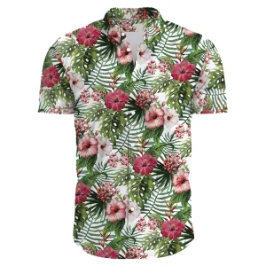 Hawaiian Shirt for Men with Hibiscus Floral Print - Summer Beach Shirt for Casual and Vacation Wear