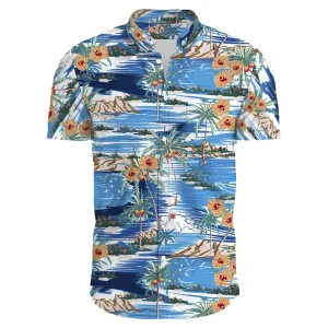 Hawaiian Shirt for Men with Hibiscus Floral Print - Tropical Beach Shirt for Casual and Vacation Wear