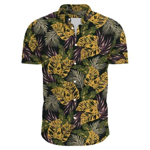 Hawaiian Shirt for Men with Tropical Floral Print - Summer Beach Shirt for Casual and Vacation Wear