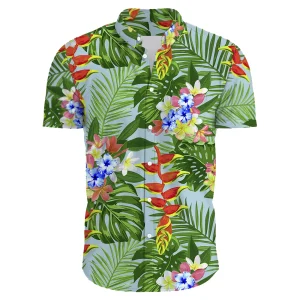 Hawaiian Shirt for Men with Tropical Floral Print - Comfortable Summer Beach Shirt for Casual and Vacation Wear