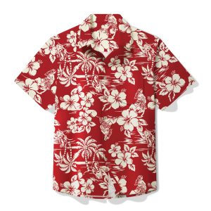 Red Hawaiian Shirt for Men with White Floral Print - Tropical Casual Summer Shirt