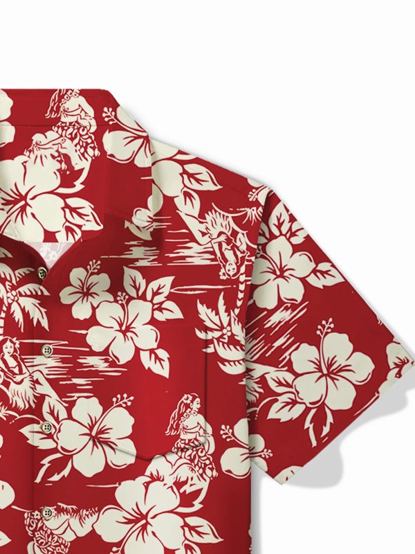 Red Hawaiian Shirt for Men with White Floral Print - Tropical Casual Summer Shirt - Image 2