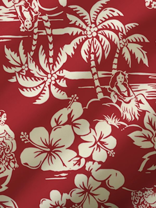 Red Hawaiian Shirt for Men with White Floral Print - Tropical Casual Summer Shirt - Image 3