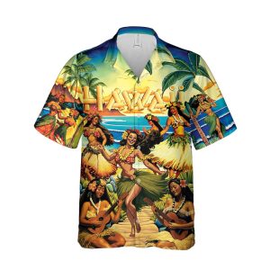 Hawaiian Shirt for Men with Hula Dance Print - Colorful Beach Shirt for Summer Vacation
