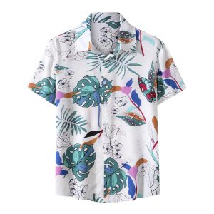 Tropical Hawaiian Shirt for Men with Abstract Floral Print - Casual Button-Down Shirt for Beach and Vacation